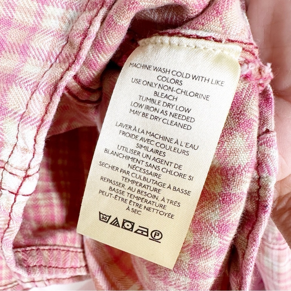NEW Free People Pink Plaid Long Sleeve Button Down Shirt Top S - Picture 11 of 11